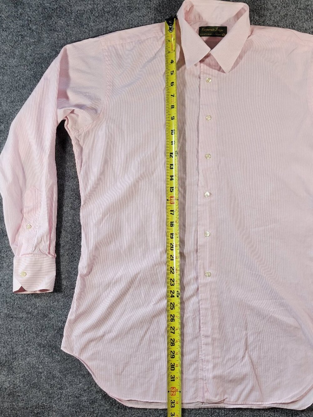 Tom James Tailored Corporate Image Men's Pink Striped Button Down Shirt
